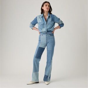 NWT Levi's Patchwork Blue Flare Jeans